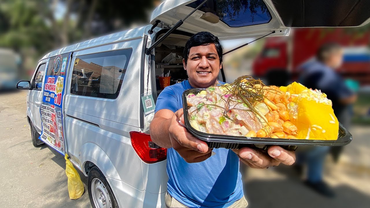 CEVICHE CON CAUSA Sobre ruedas a 10 soles 💚 COMIDA callejera Los Olivos | Mi Receta Mágica
