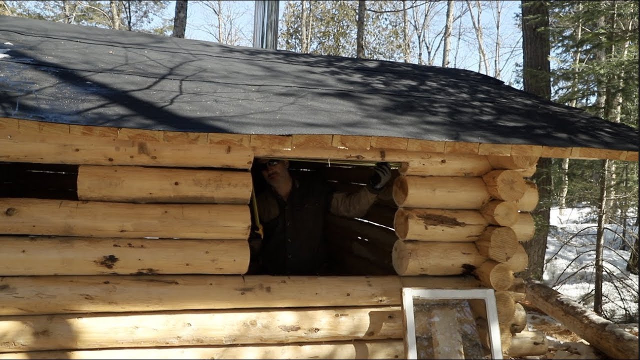 Building a Cedar Sauna in the Forest using hand tools, Ep 23: Windows and Walls