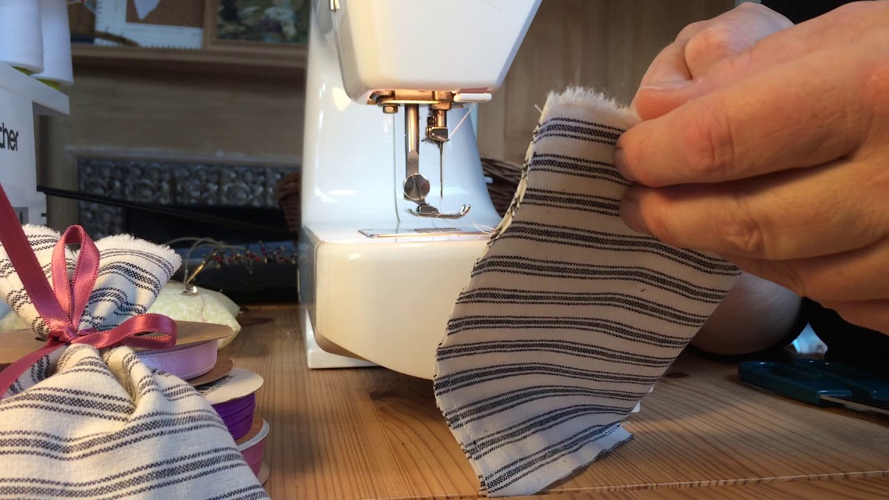 Sewing - Making lavender sachets.