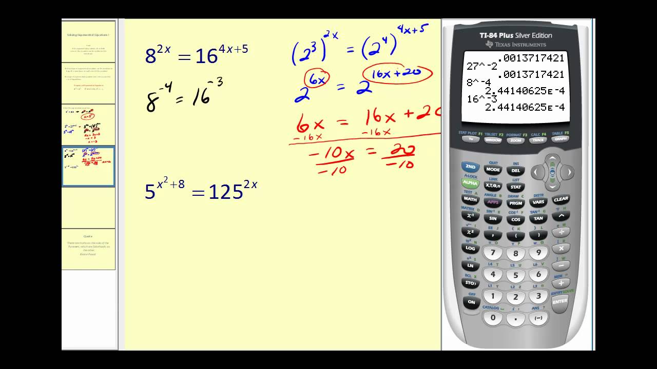Solving Exponential Equations - Part 1 of 2