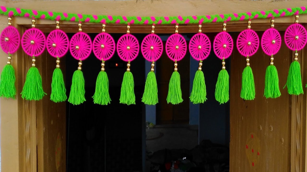 Easy Woolen Door Hanging Toran !! DIY Woolen Toran Making !! Door Hanging Woolen Craft idea