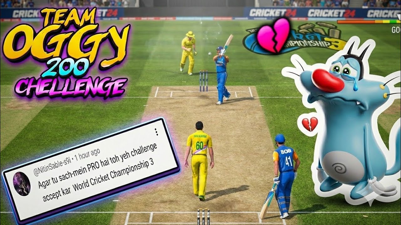 OGGY's BREAK UP 💔 CHALLENGE of 200 RUNS in 10 OVERS ( Hard Mode ) WCC3