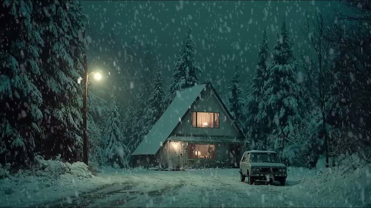 Frozen River Beneath a Starless Winter Sky with Cold Wind Echoing | Peaceful Sleep Atmosphere
