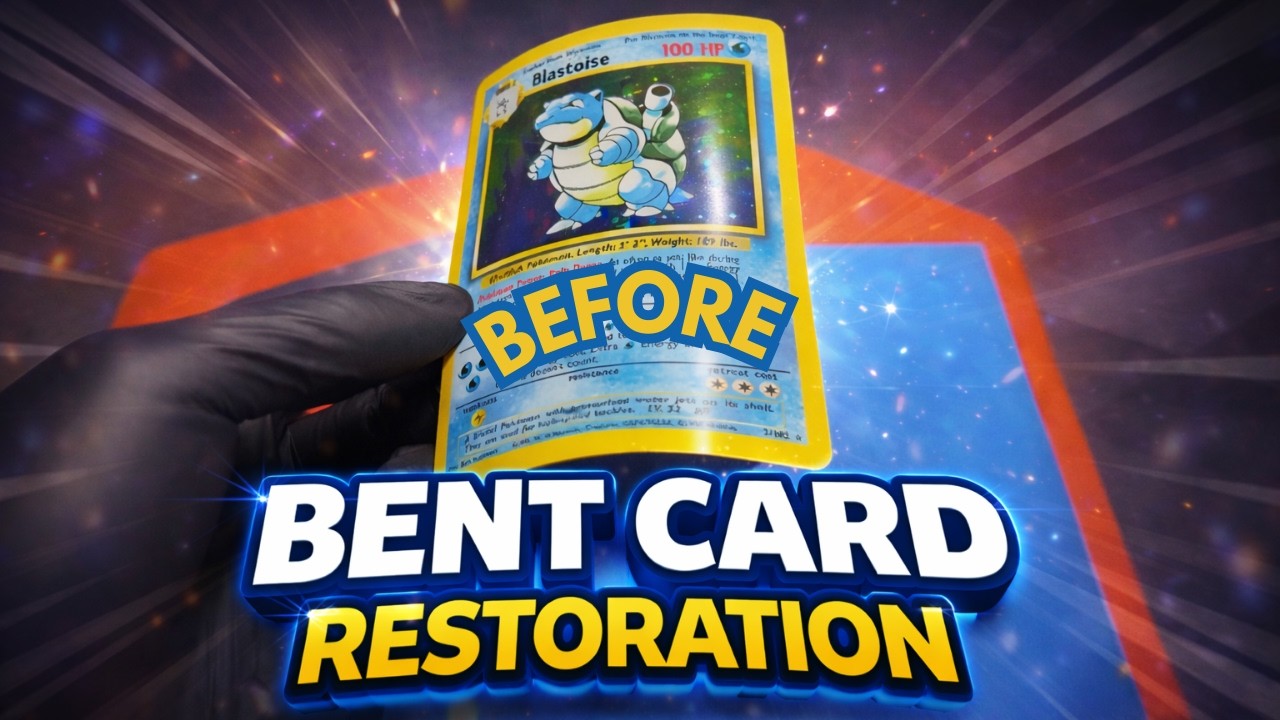 Bent Blastoise Back to Flat - Vintage Card Restoration 
