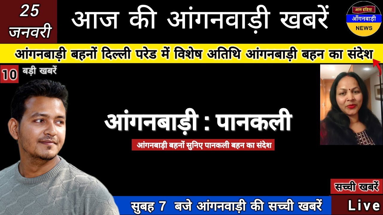 आंगनबाड़ी बहनों देखिए दिल्ली परेड में विशेष अतिथि आंगनबाड़ी बहन का संदेश /आज सुबह की आंगनबाड़ी खबरें