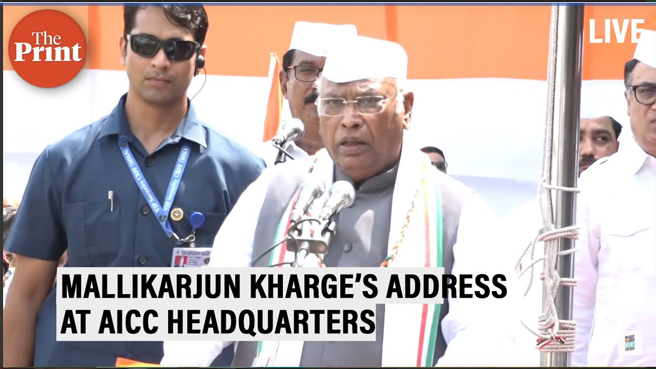 LIVE: Congress President Mallikarjun Kharge's address at AICC HQ