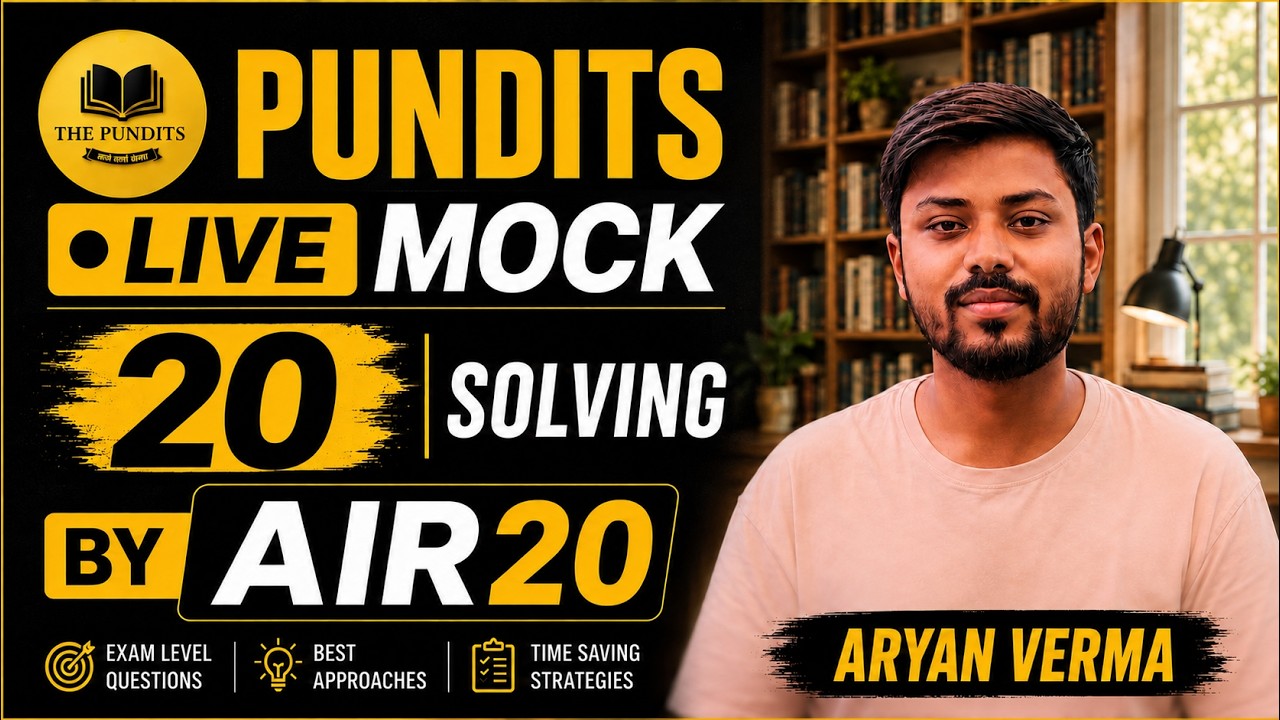 PUNDITS LIVE MOCK 20 | Did you beat my score? | LEARN BEST APPROACHES & OPTION ELIMINATION🔥