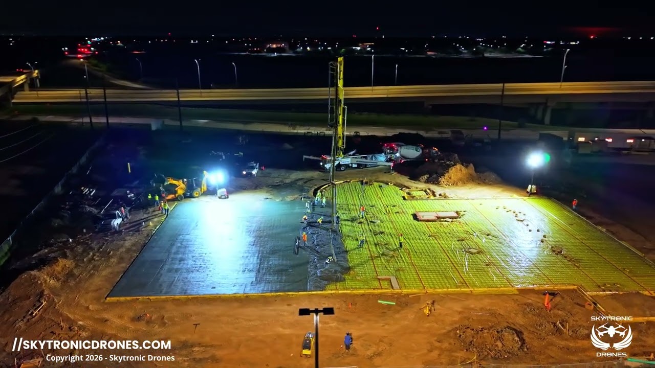 Commercial Foundation Concrete Pour | Boom Pump Operation | Skytronic Drones Aerial Imaging