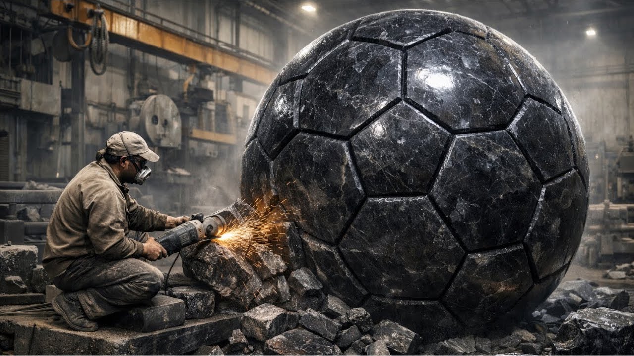 Amazing Workers Carve a Giant Stone Football Manufacture