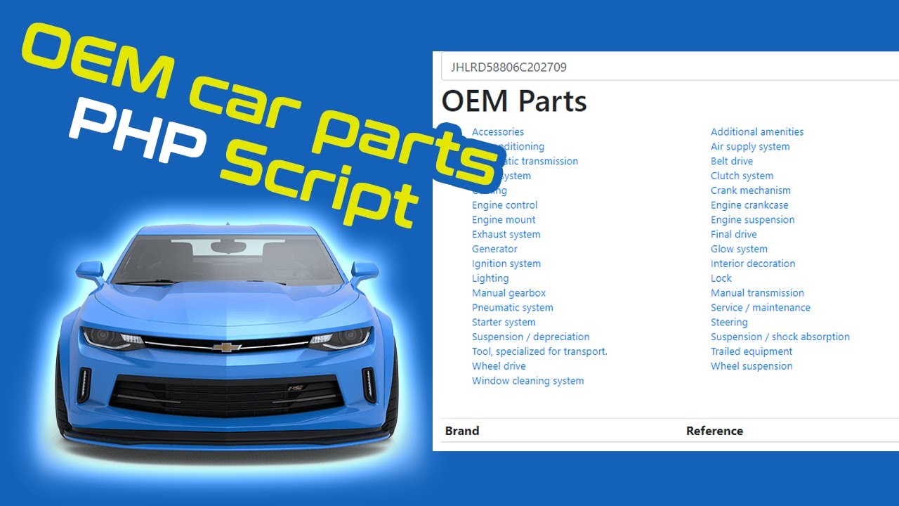 OEM Car Parts PHP Complete Script. Search OEM by VIN number.