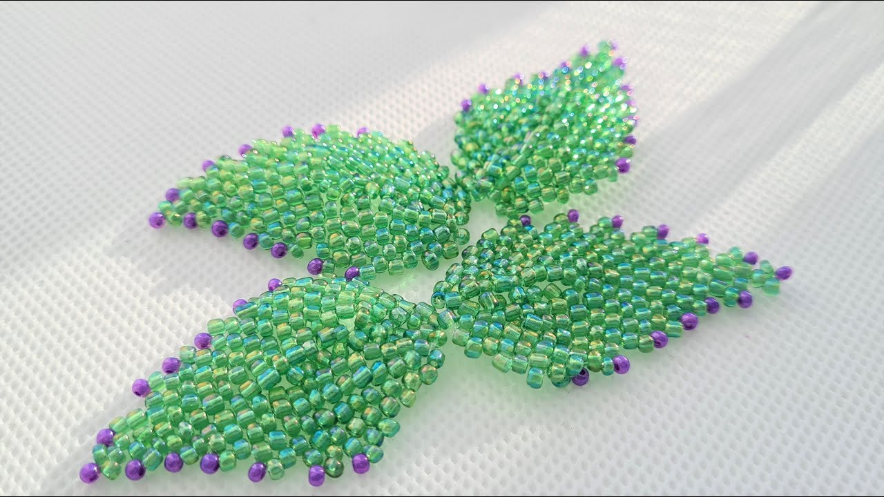 Beaded leaves as elements of beading designs