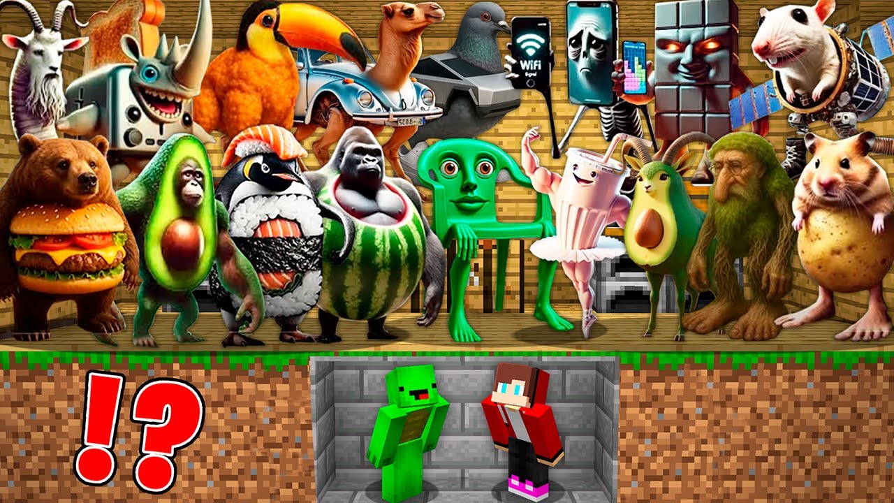 ジェイジェイとマイキーがアップデートされたイタリアンブレインロットアニマルズから隠れる！マインクラフト - まいぜん