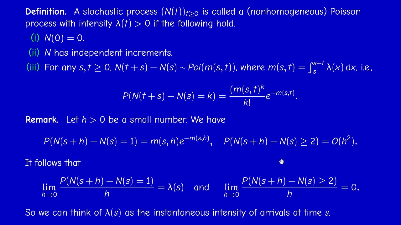 Math414 - Stochastic processes - Section 3.2 - Non homogeneous Poisson processes