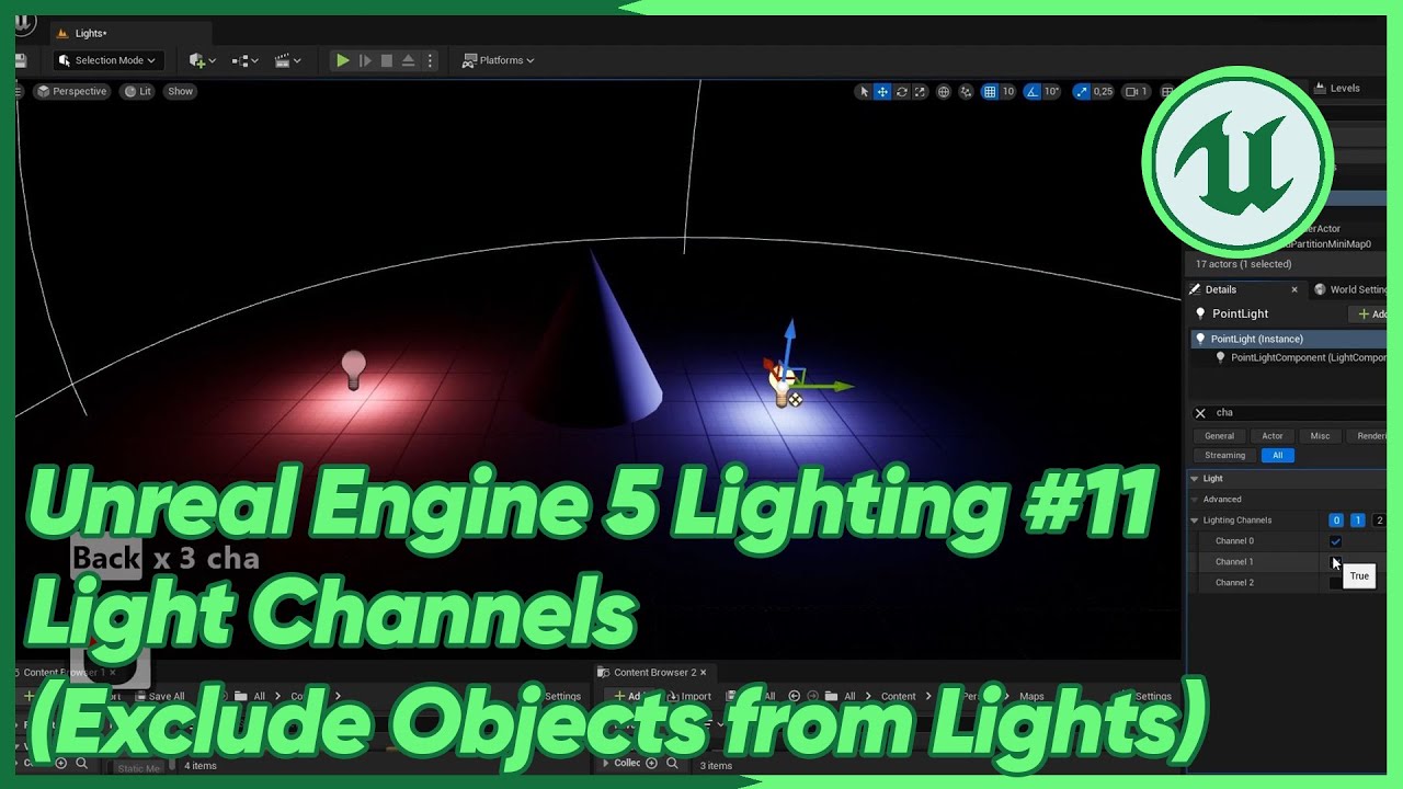 Unreal Engine 5 Lighting #11 Light Channels (Exclude Objects from Lights)