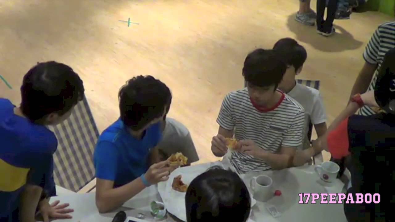 130803 Seventeen tv JISOO JUNGHAN eat pizza *FULL *