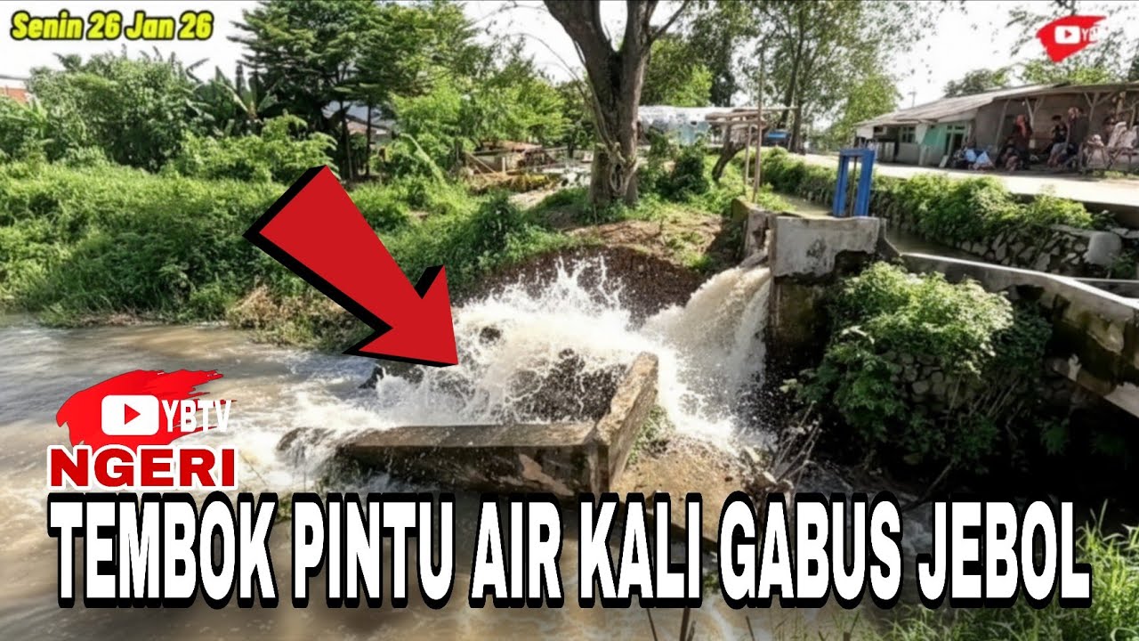 NGERI‼️TEMBOK PINTU AIR KALI GABUS JEBOL‼️DI TERJANG DERASNYA ARUS AIR