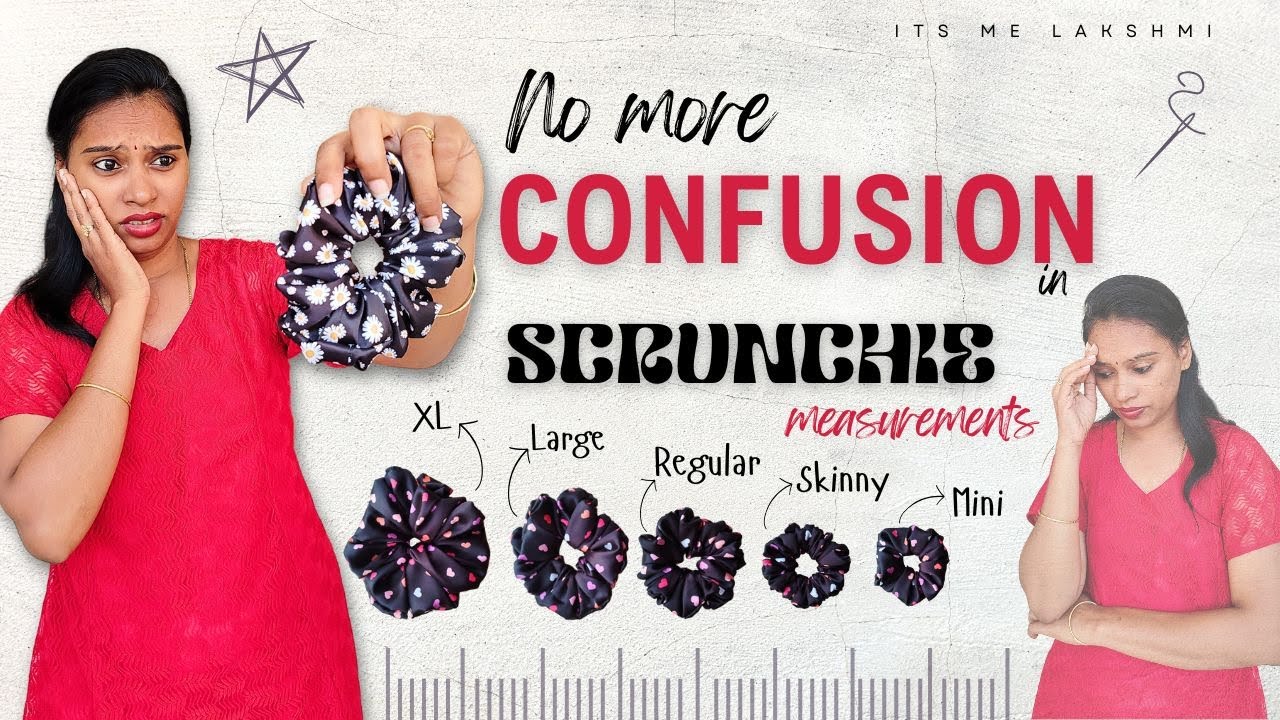 XL నుండి Mini వరకు మొత్తం అన్ని కొలతలు క్లియర్ గా scrunchie measurements in telugu vlogs