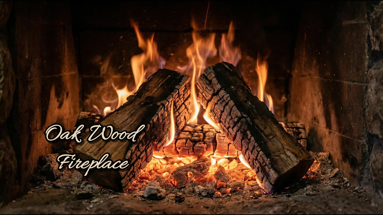 1 Hour 4K Fireplace | Real Oak Wood Fire 🔥 | Sleep • Relax • Study