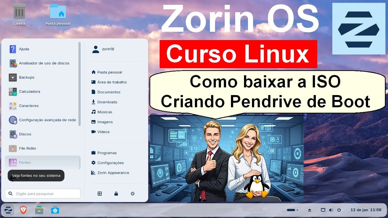 1- 💡 Como baixar a ISO e criar o Pendrive de Boot. Curso GRATUITO do Linux Zorin OS