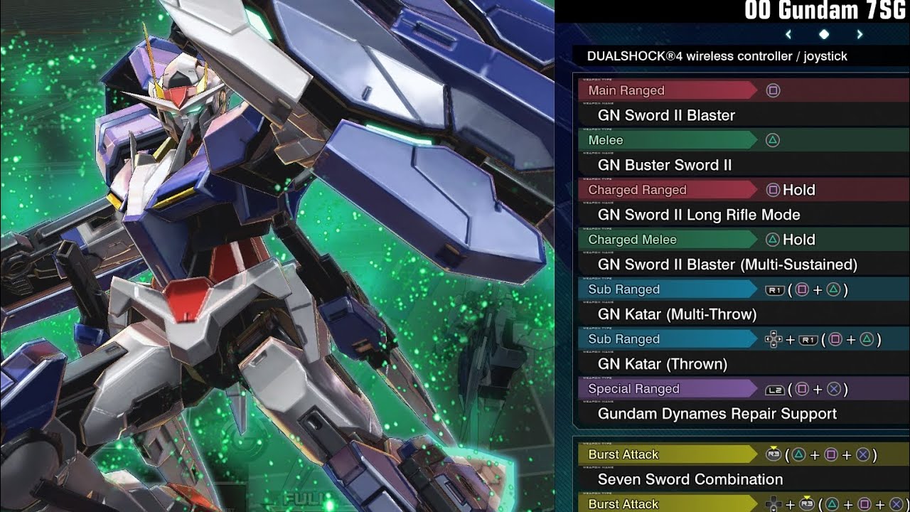 00 Gundam Seven Sword G - Gundam Extreme Versus Maxi Boost ON Combo Guide
