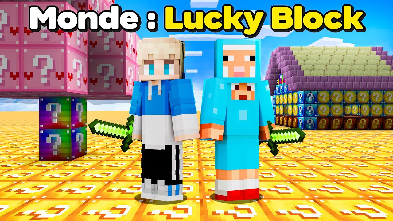 On a SURVÉCU 24h sur un monde plat en LUCKYBLOCK sur Minecraft..