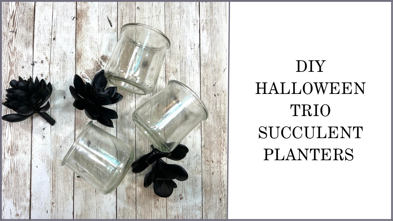 DIY Halloween Trio Succulent Planters || Oui Yogurt Jar Crafts || Halloween Decor || 1 Quick Craft