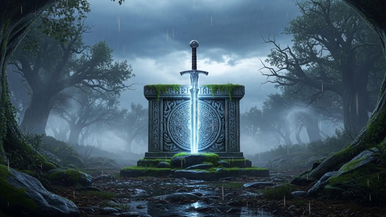 Old Kingdom Blade in Rainstorm | Medieval Fantasy Atmosphere