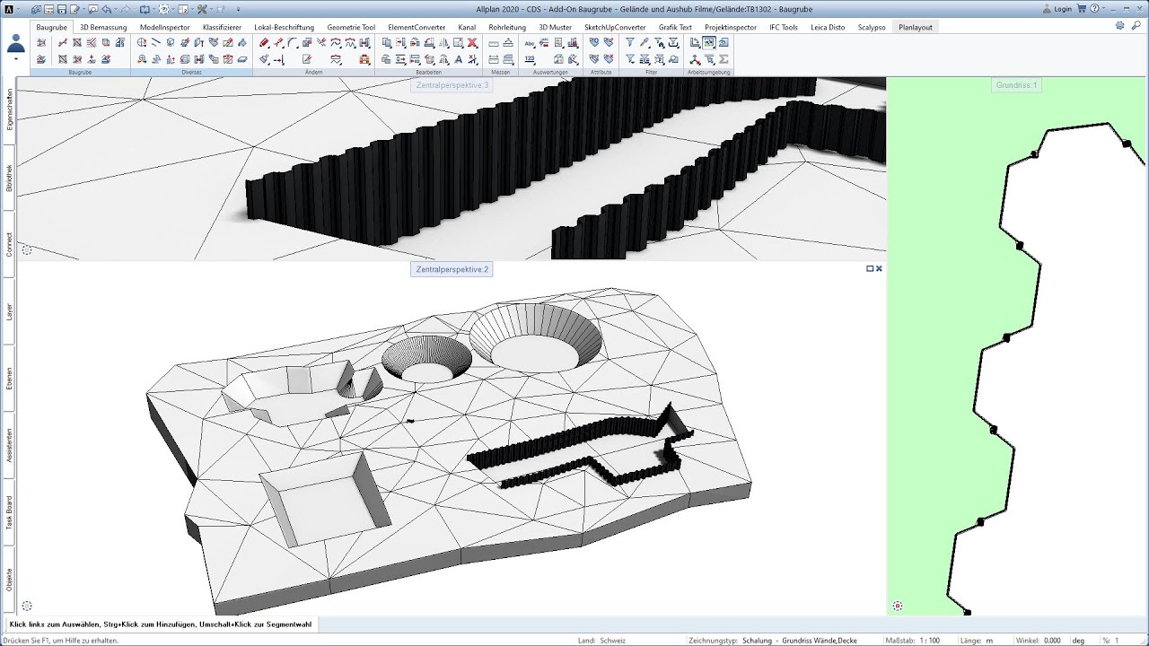 ALLPLAN Add-On Baugrube - Aushub mit Spundwand erstellen