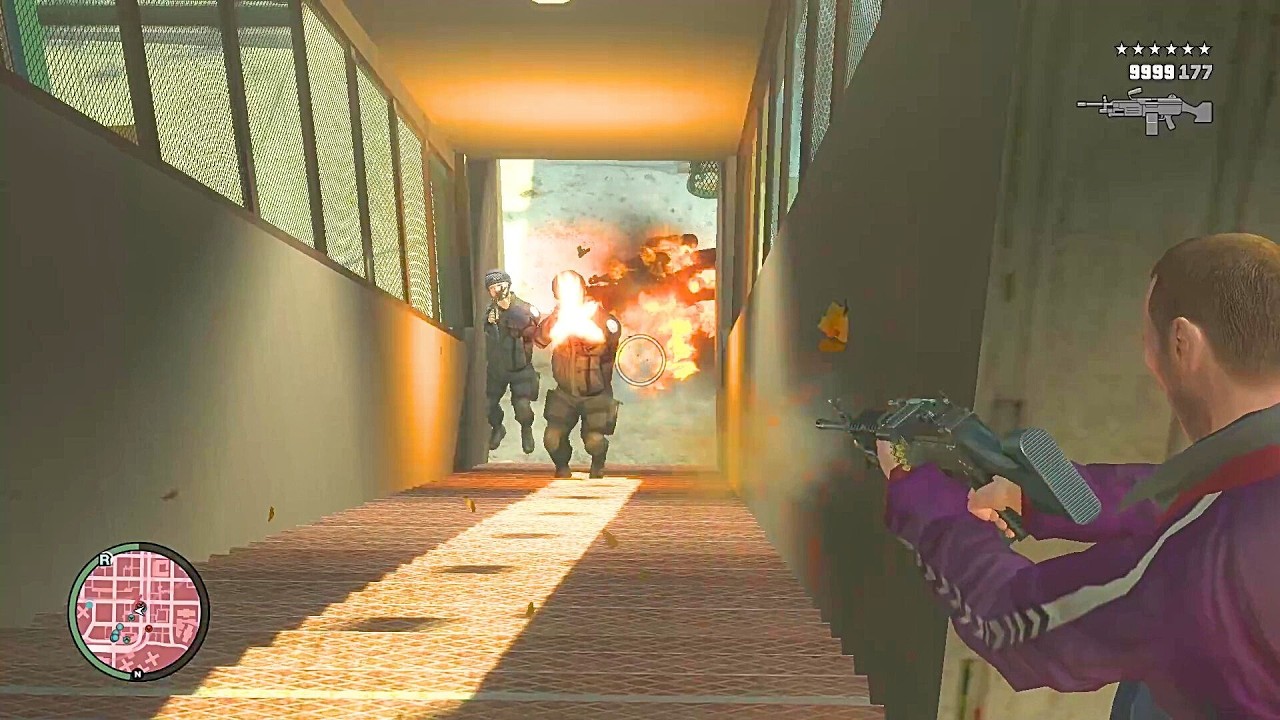 GTA 4 - NIKO | SHOOTOUT AT TRAIN WATING STATION & EPIC FIGHT WITH SWAT & POLICE + SIX STARS