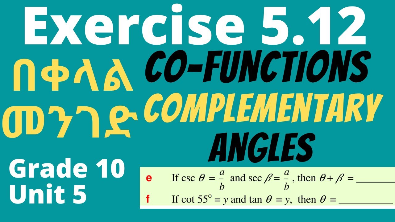 Exercise 5.12 | Co-functions | Complementary angles | Find other 5 trigonometric values given ONE