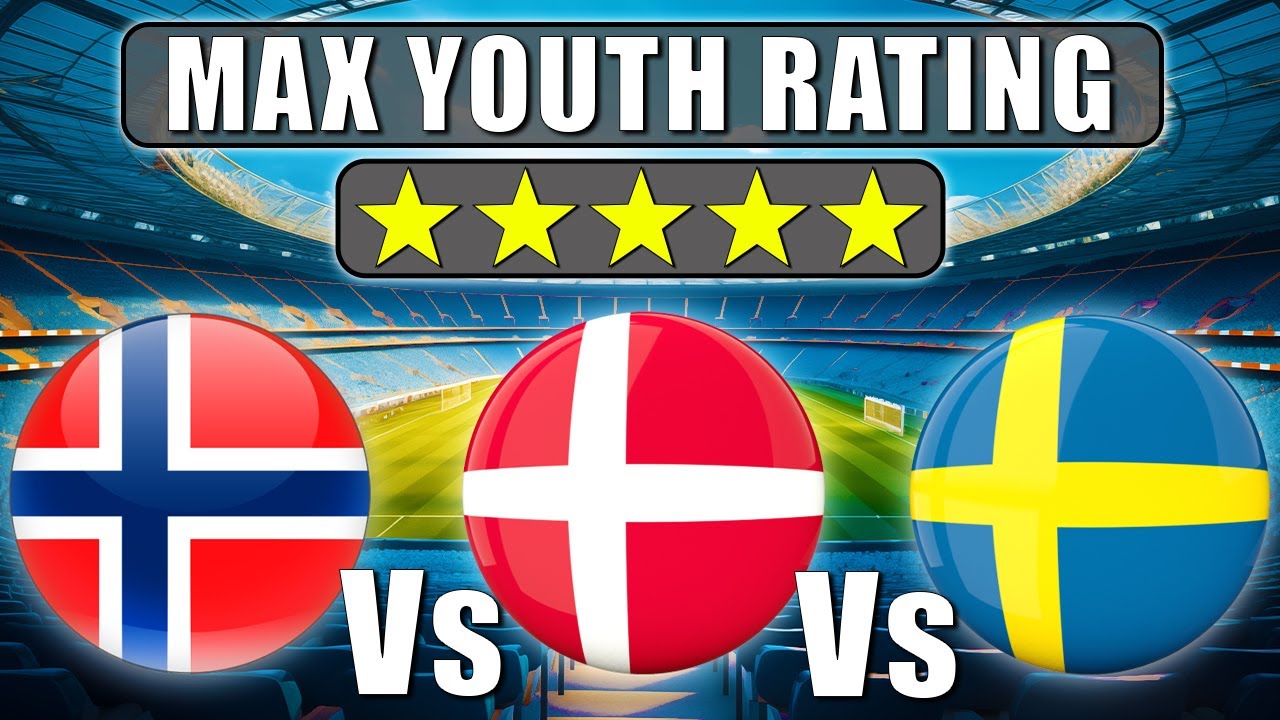 Sweden Vs Norway Vs Denmark - MAX Youth Rating | FM24 Experiment