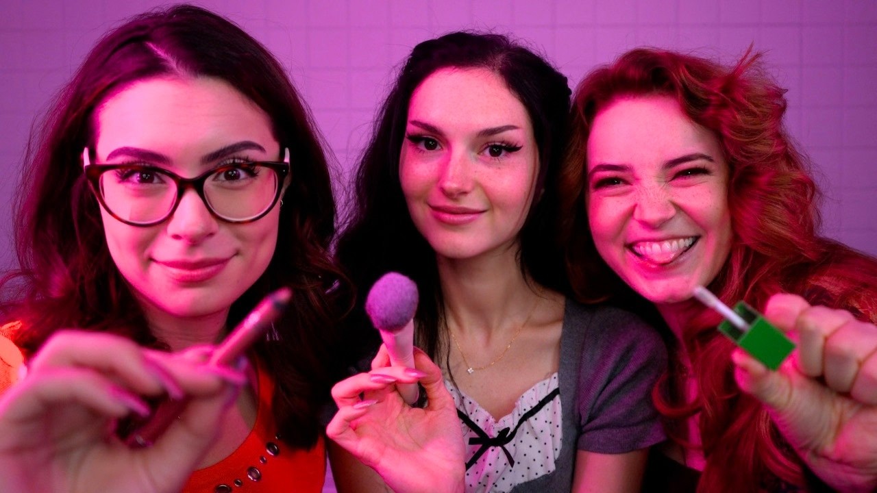 you fell asleep first at the sleepover so we did your makeup! | asmr