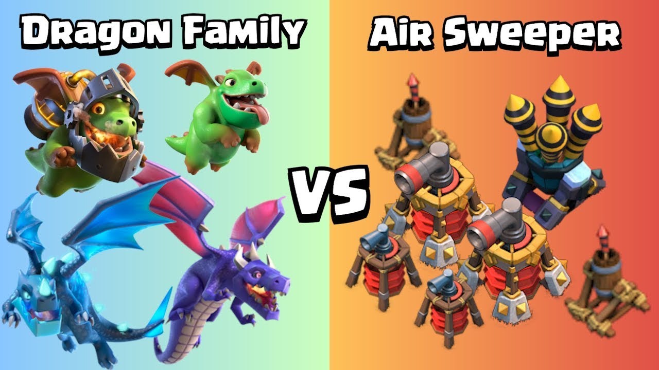 Dragon Family VS Air Sweeper ~ Clash of Clans | 1v1 Challenge