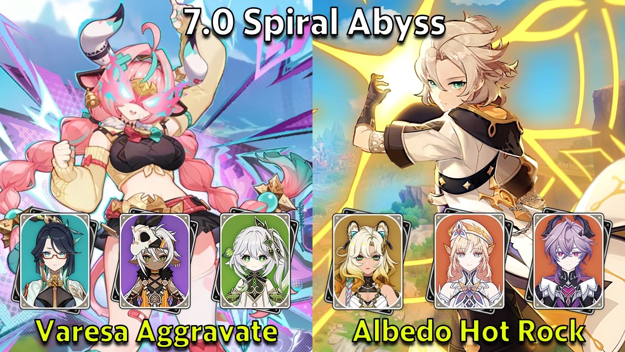 C0 Varesa Aggravate & C2 Albedo Hot Rock - Genshin Impact 7.0 Spiral Abyss Full Clear