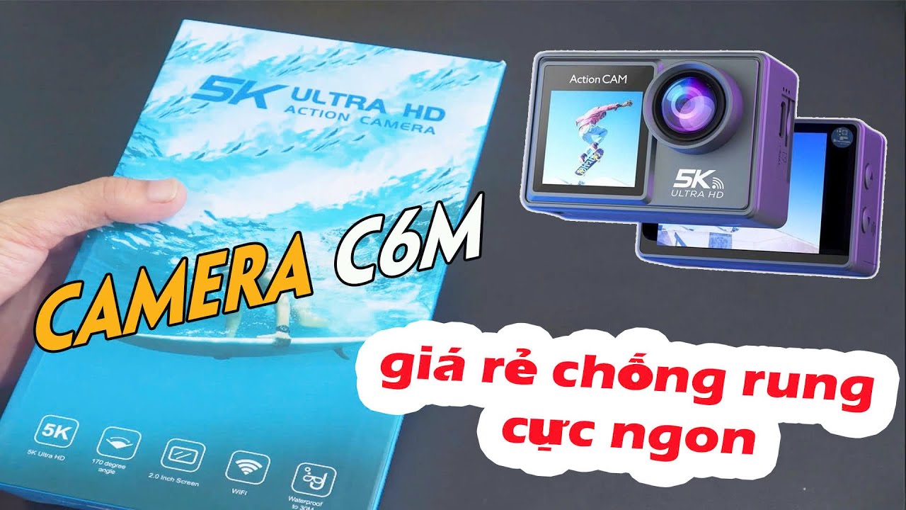 Action camera C6M có 2 màn hình  + tặng kèm 1 micro không dây - JOLAVN
