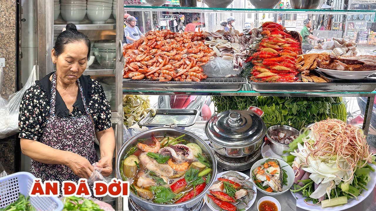 Ngỡ ngàng LẨU MẮM 75K 1 người, topping xịn sò Tôm Mực Heo Quay Chả Cá tươi rói, rau ăn thoải mái