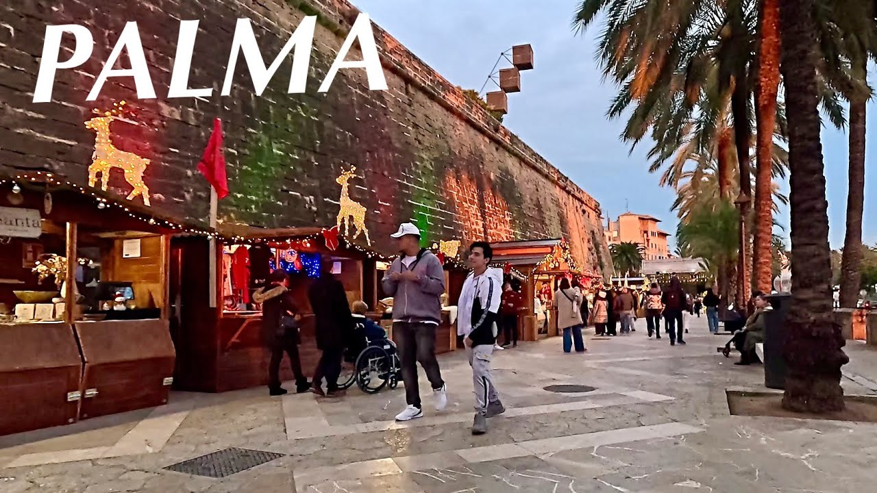 Palma Christmas Lights Walking Tour 🎄Night Walk in Mallorca 2025/ 4K