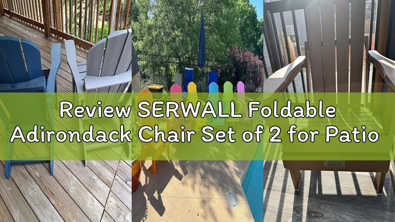 Review SERWALL Foldable Adirondack Chair Set of 2 for Patio Garden Outdoors Fire Pit-Blue