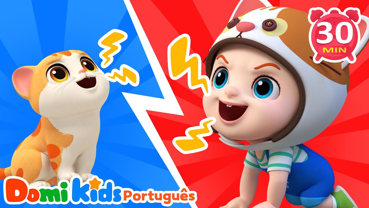 🦁 Ruge, Cacareja, Mia – Imite os Animais! | Canções Infantis | Domi Kids