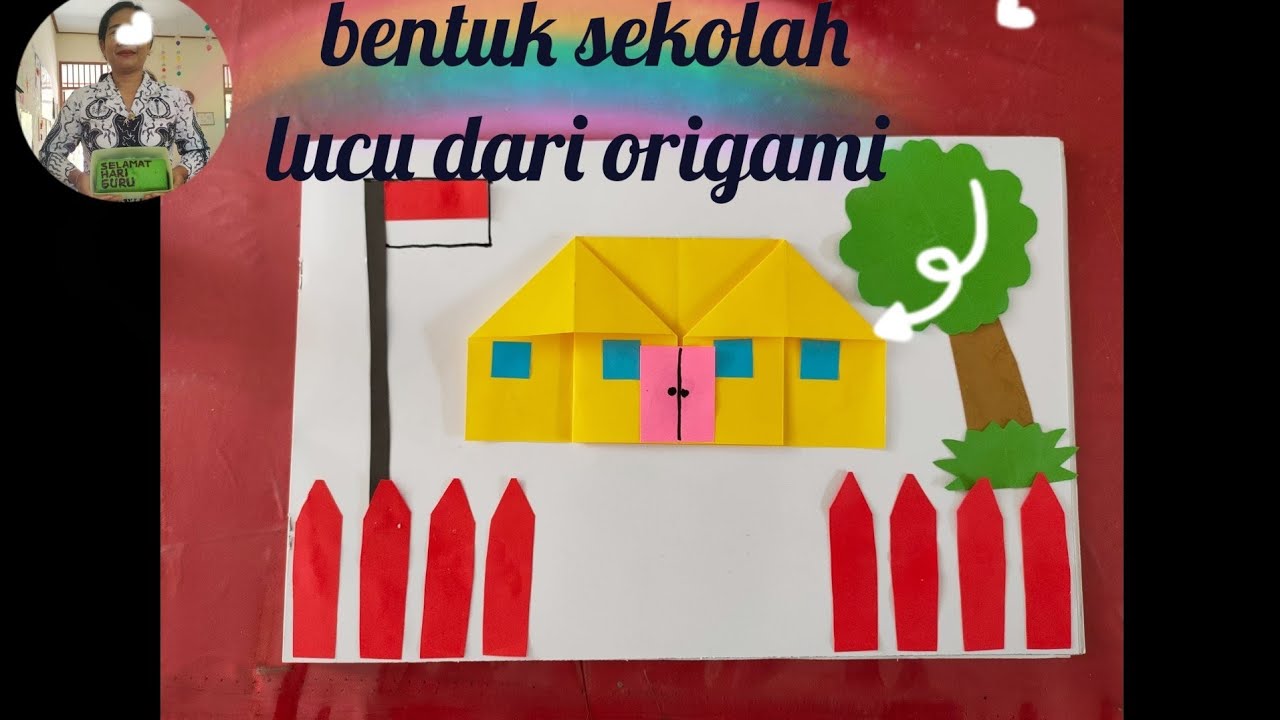 Cara melipat kertas origami  bentuk sekolah yang mudah untuk anak TK