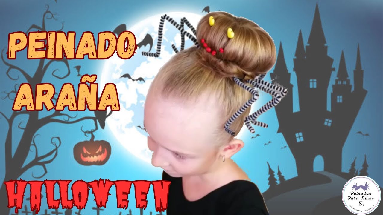 Peinado de Araña para niñas 🕷️ : ¡la mejor idea para Halloween !  🎃🕷️🎃