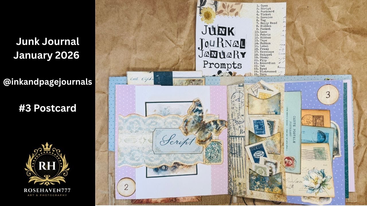 Junk Journal January 2026 | #3 Postcards | Non-Talking Craft-Along |@Ink & Page Journals