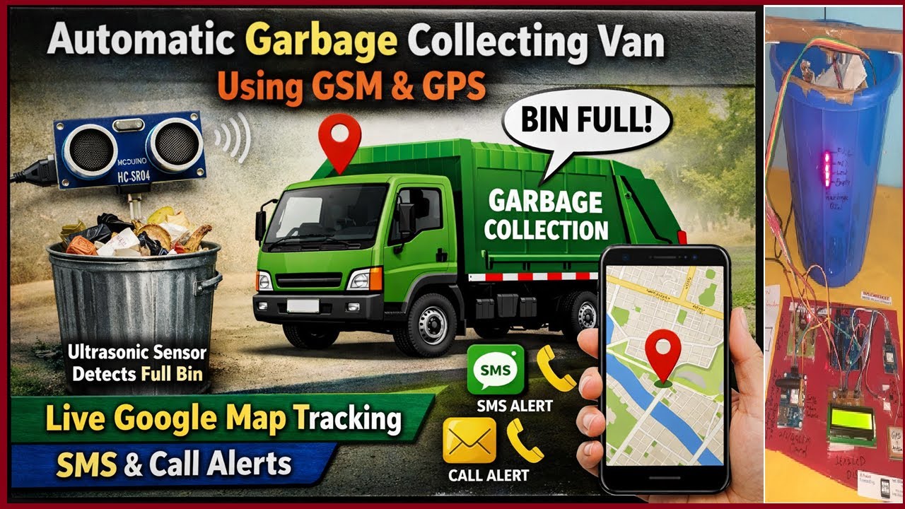 Automatic Garbage Collecting Van Using GSM & GPS | Live Google Map Tracking | SMS & Call Alerts #diy