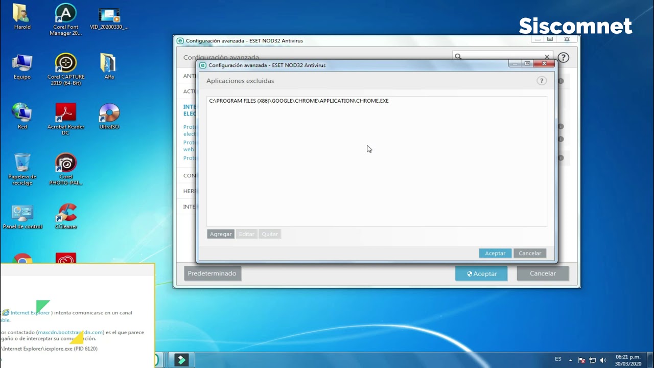 Soluci&oacute;n a error de Tr&aacute;fico de red cifrado al abrir Google chrome, iexplorer - Tipico error d Not 32
