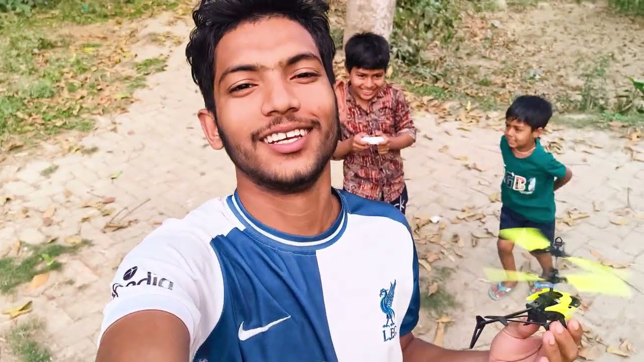 Remote control helicopter in the village || K Mehedi Vlog 