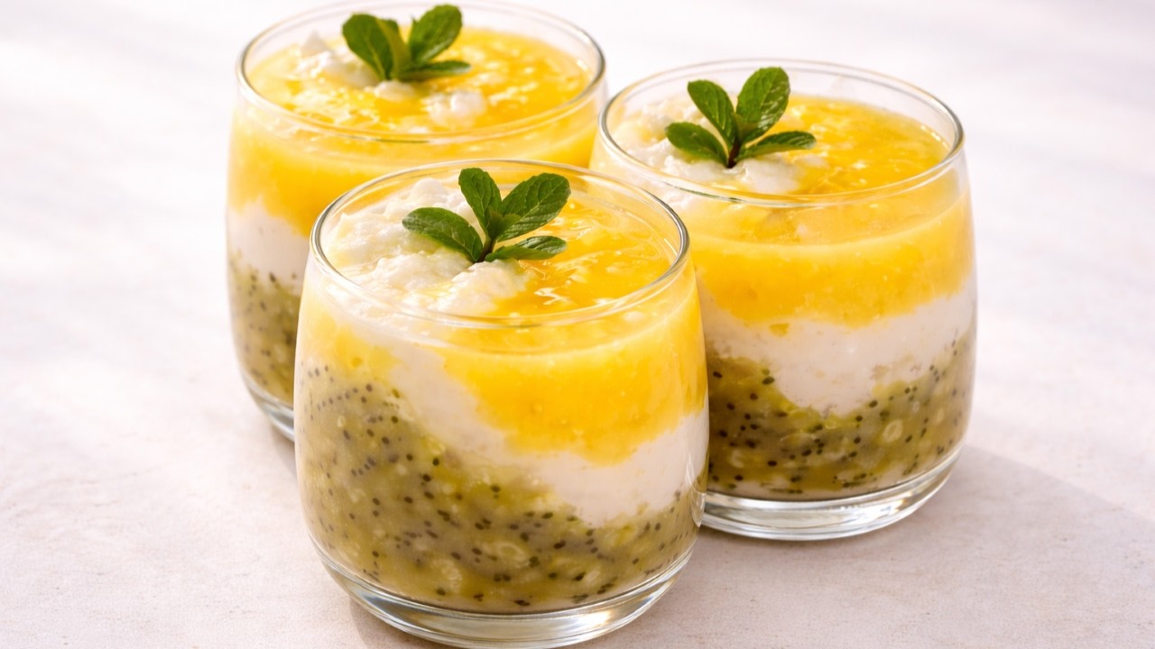 Das leckerste und einfachste Fruchtgelee! Kiwi🥝, Orange🍊 und Milch🥛! Das schönste Schicht-Dessert!