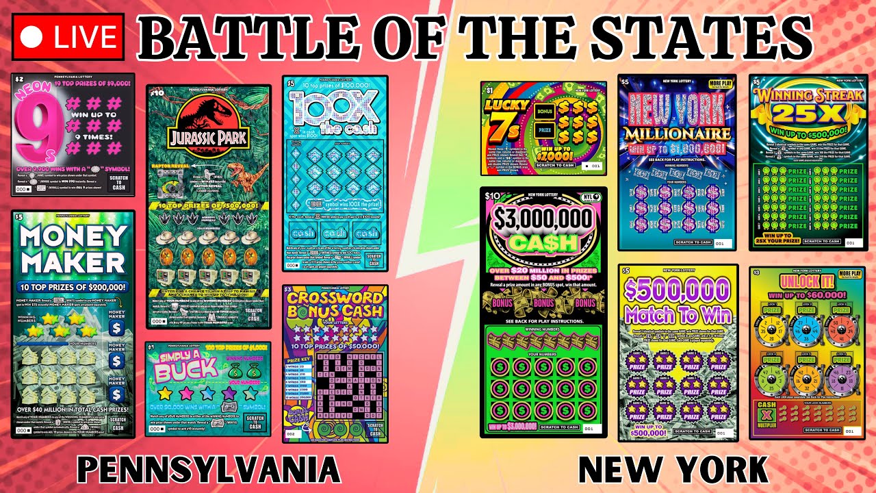 BATTLE OF THE STATES 🥊 PENNSYLVANIA vs. NEW YORK SCRATCH OFF LOTTERY TICKETS