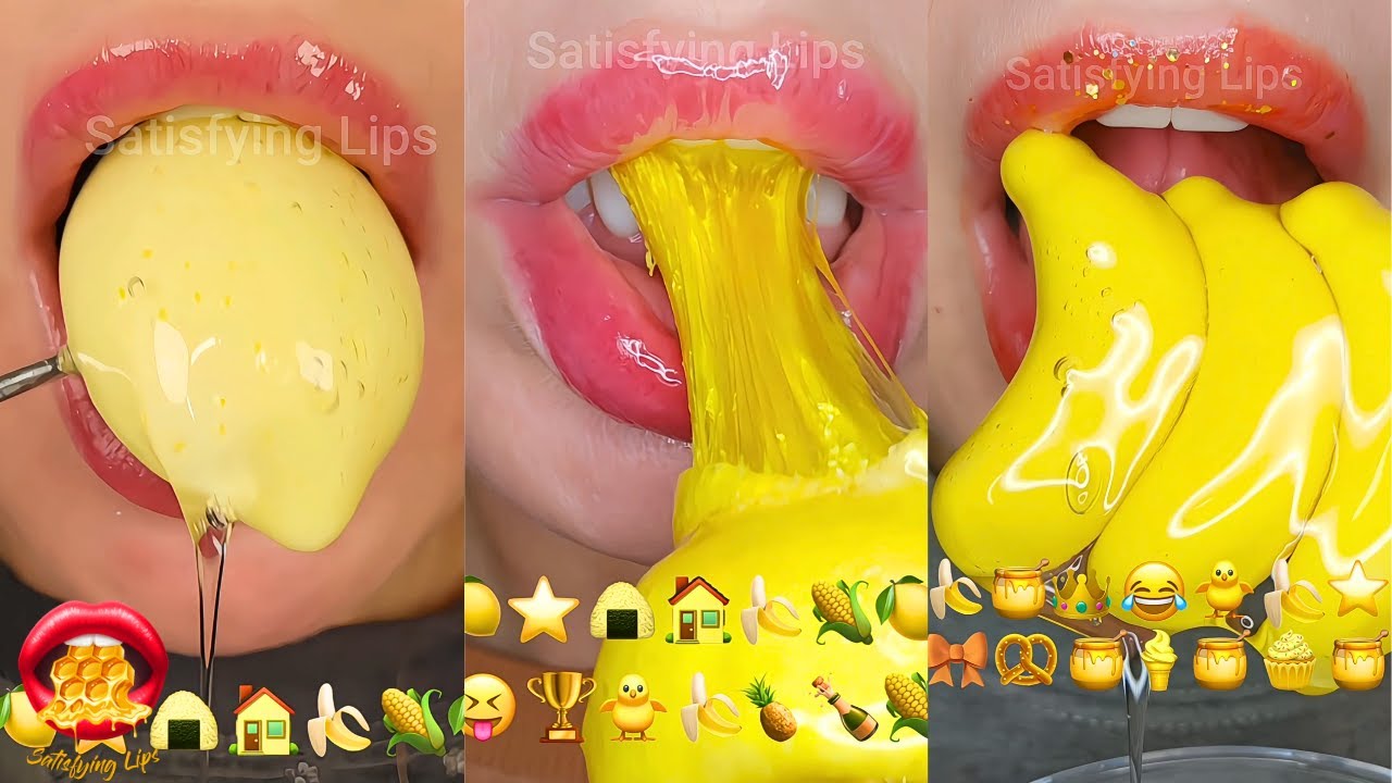 Emoji Challenge Yellow Food Satisfying ASMR Mukbang