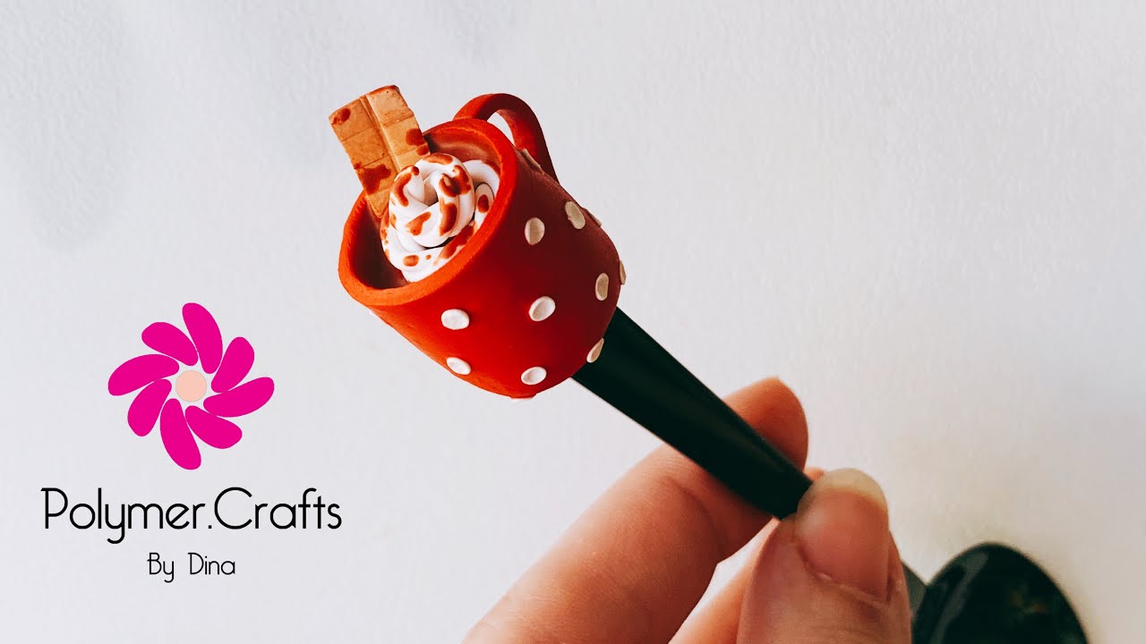 Eng subs! Polymer clay hot chocolate mug decor on a spoon -طريقة ماج كاكاو بالصلصال الحراري عالملعقة