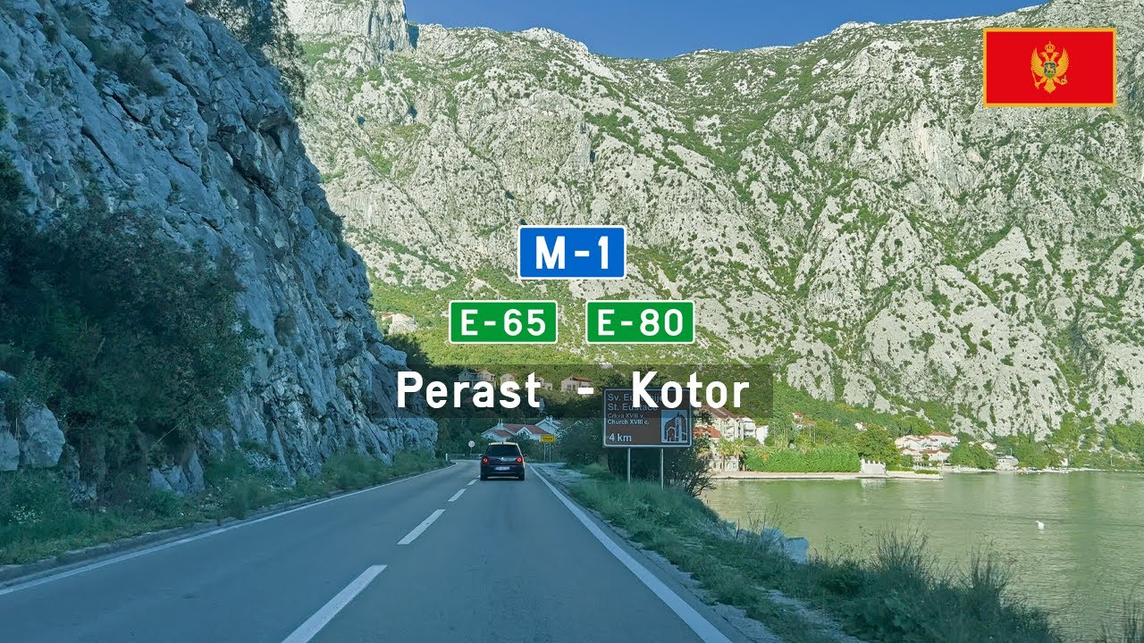[4KHDR] Driving in Montenegro: M1 E65 E80 from Perast to Kotor - Bay of Kotor Scenic Drive